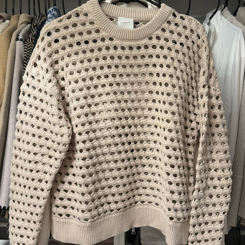 Varley Cream Open-Knit Sweater